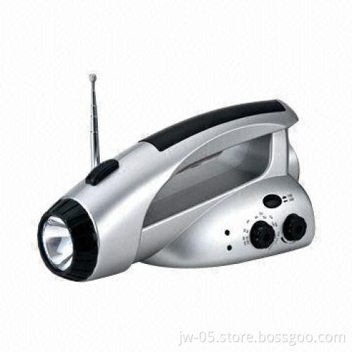 Dynamo Flashlight with FM Radio, Made of ABS/Thermoplastic